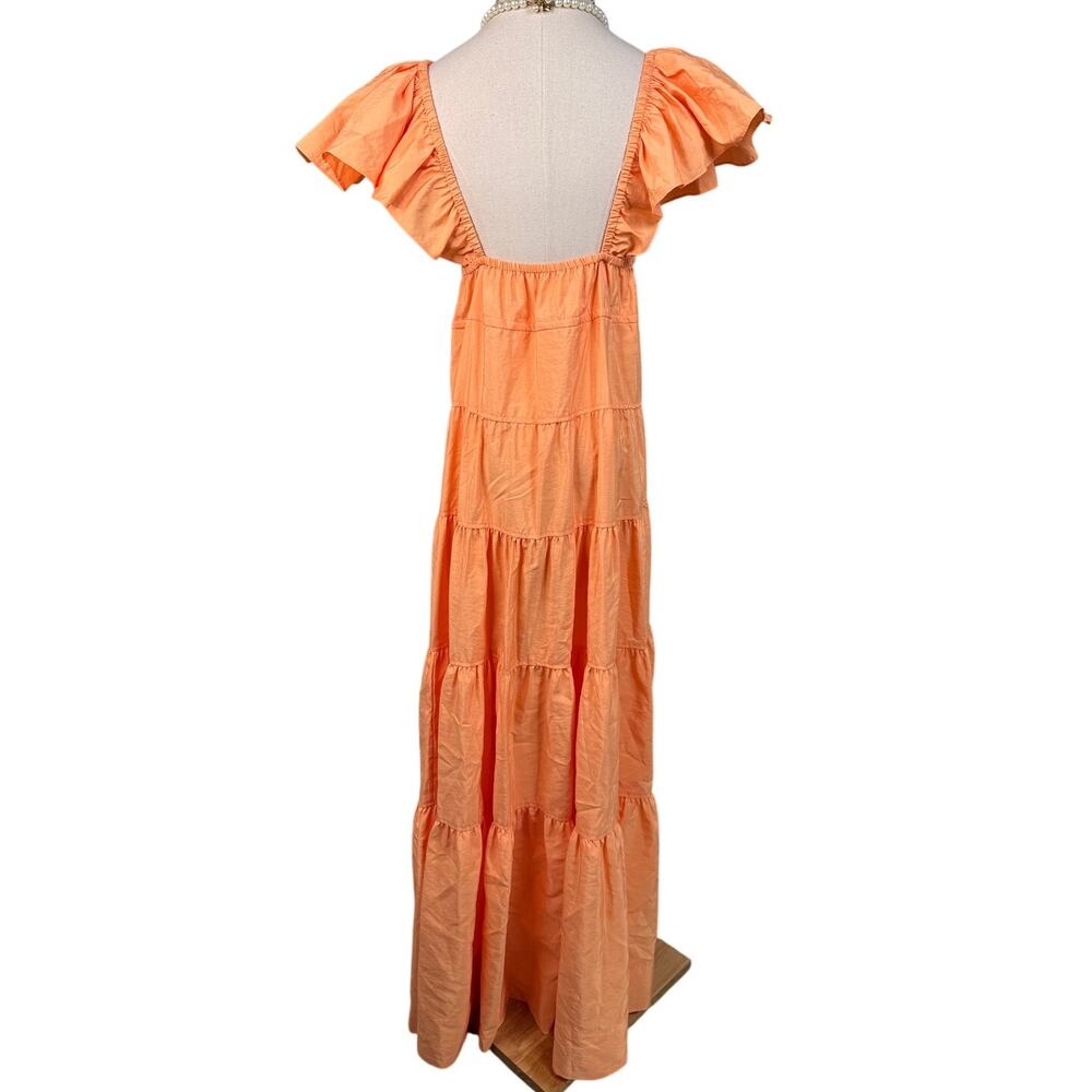 ALC Luca maxi dress nectar orange tiered v-neck flutter sleeves size 0 - Picture 10 of 12